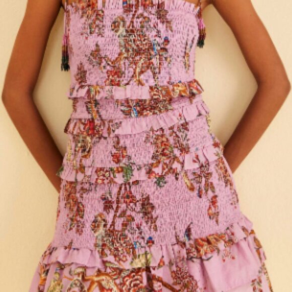 Lilac Floral Monkey Smocked Mini Dress - Picture 2 of 3